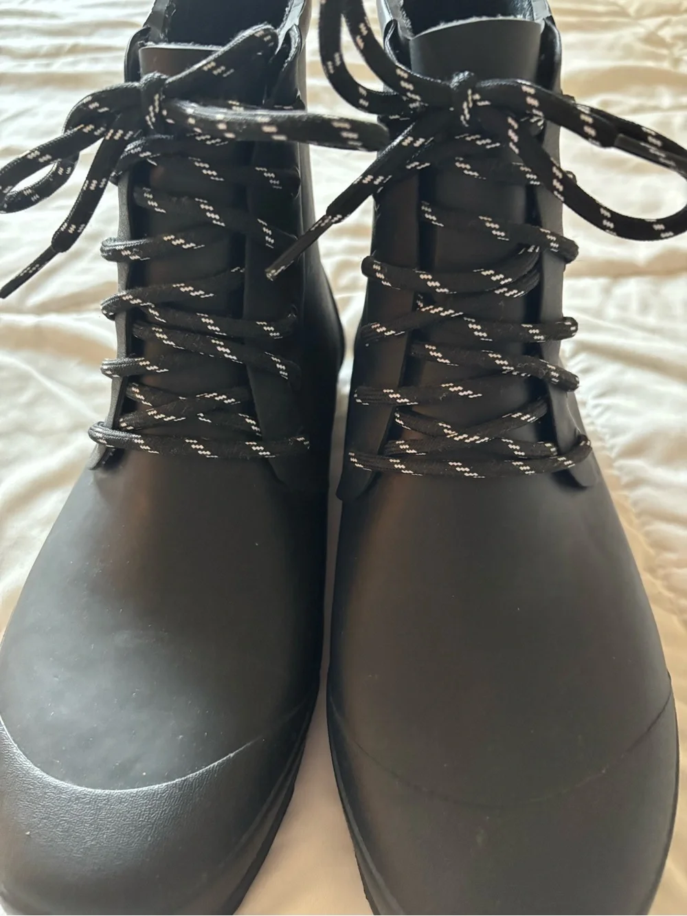Madewell Black Lace-Up Ankle Rain Boots